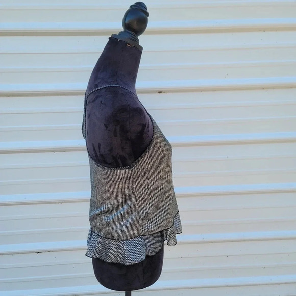 Love Culture Cropped Ruffle Silver Black Metallic Spaghetti Strap S Womens Top - Picture 12 of 12